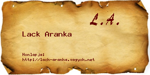 Lack Aranka névjegykártya